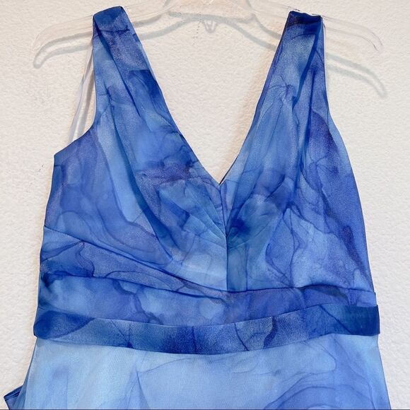 Marchesa Notte V-Neck Printed Organza Gown - Picture 8 of 11